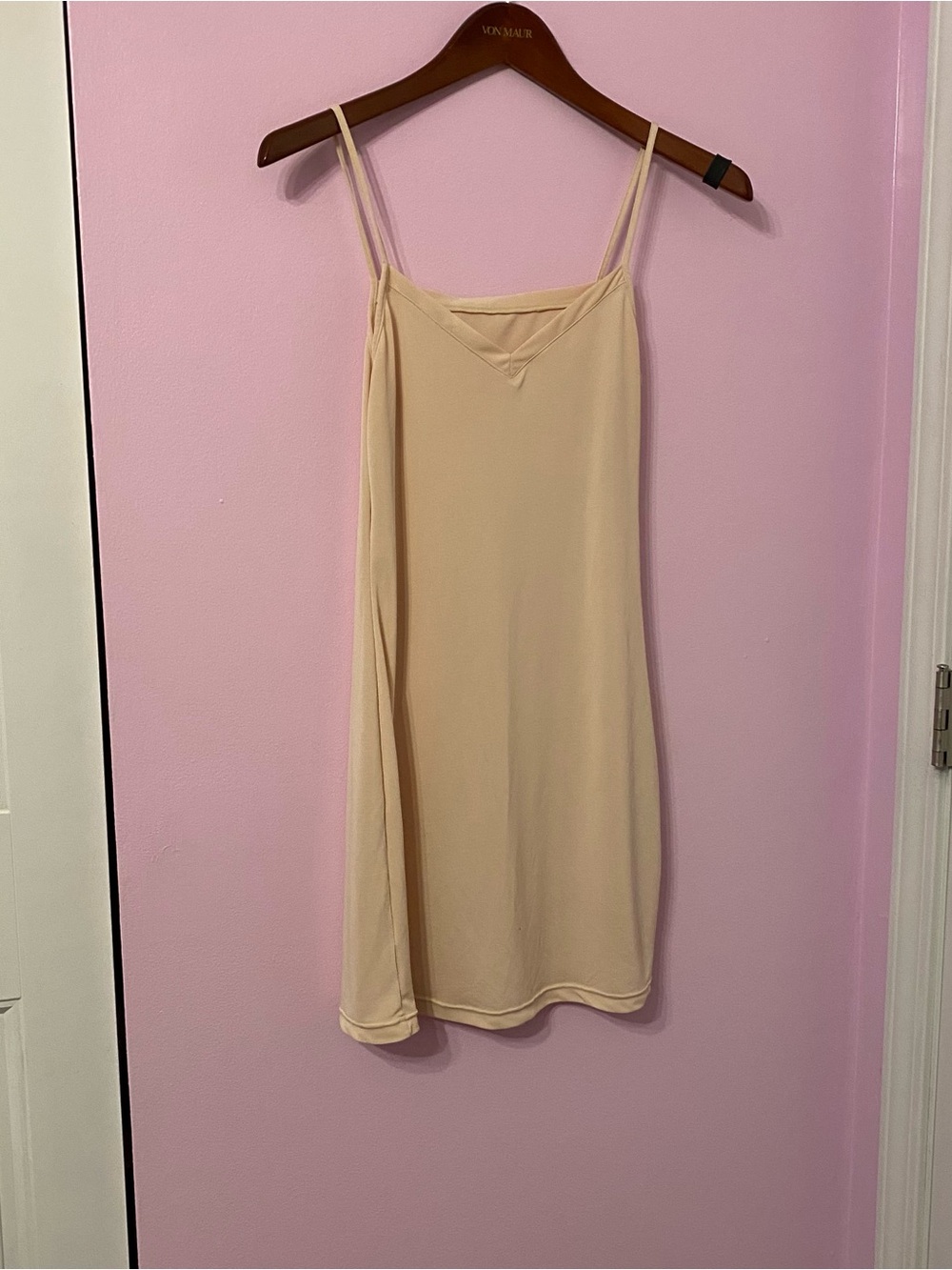 Cabernet nude v neck slip dress size small